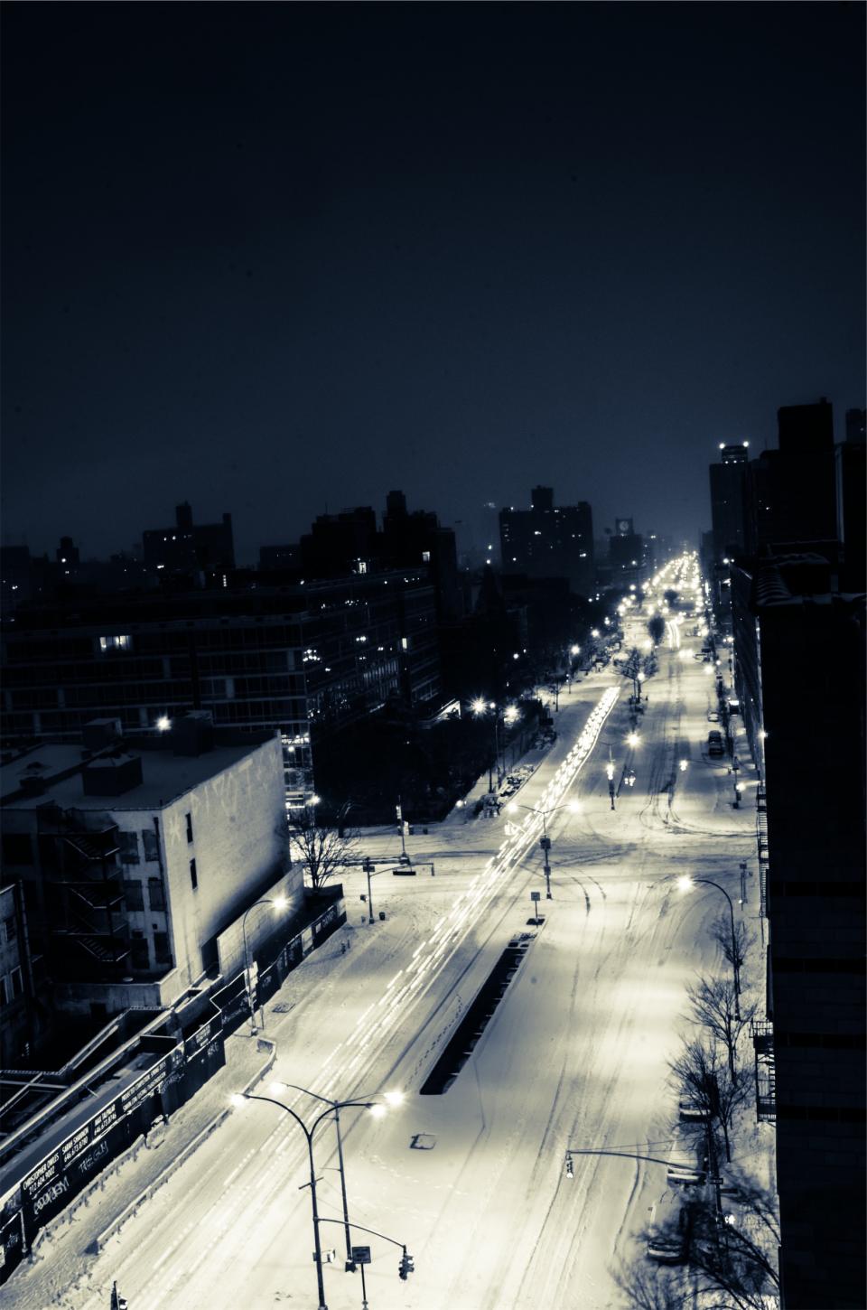 urban streets sky roads night lights lampposts evening dark city buildings architecture 