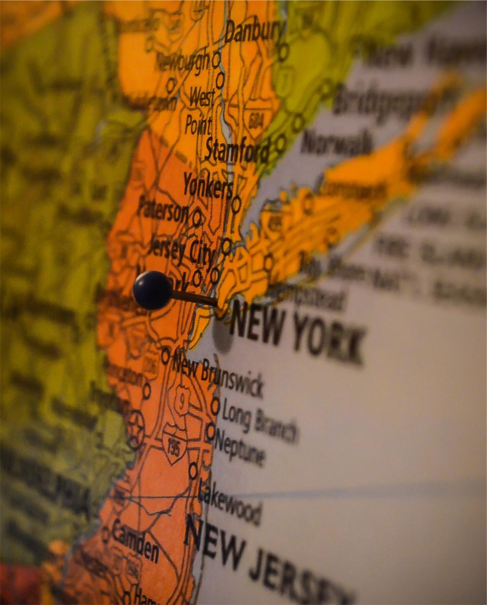 USA UnitedStates pin NewYork NewJersey map 