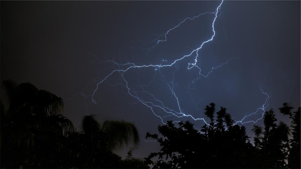 lightning, sky, night, dark