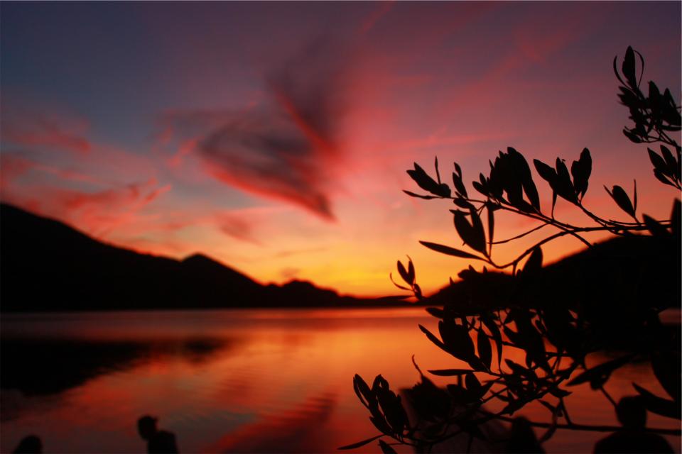 water sunset sky silhouette lake dusk 