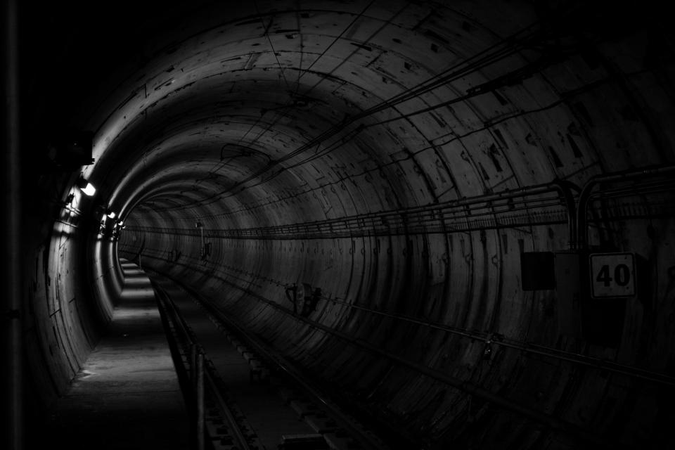 underground tunnel blackandwhite 