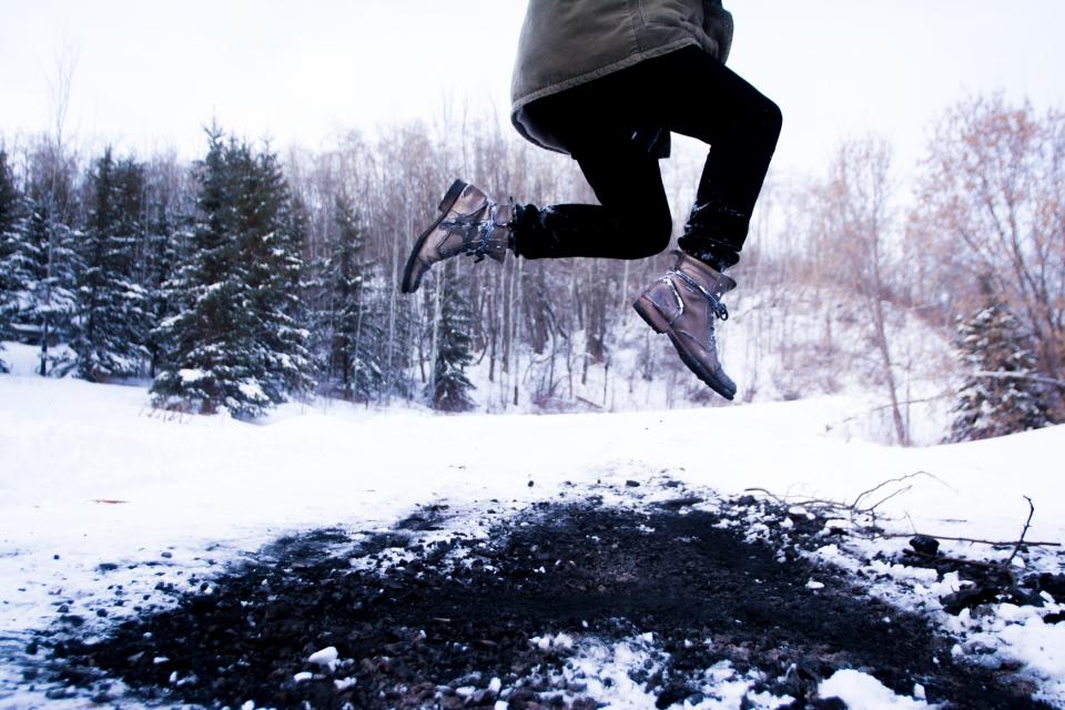 winter snow people outdoors nature leap jumping jump ground cold boots 