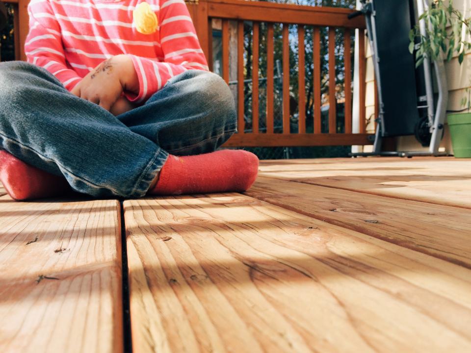 wood porch kid deck child backyard 