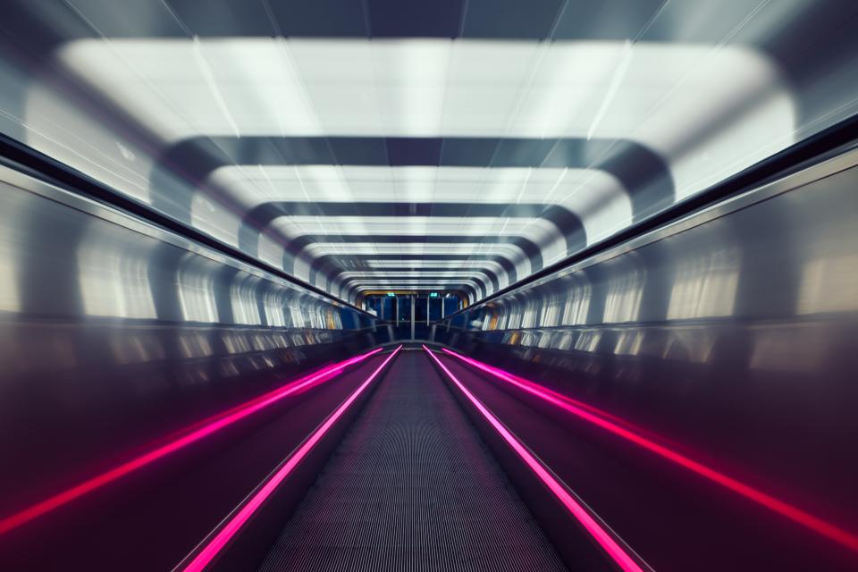 urban tunnel transportation subway oslo metal lights 