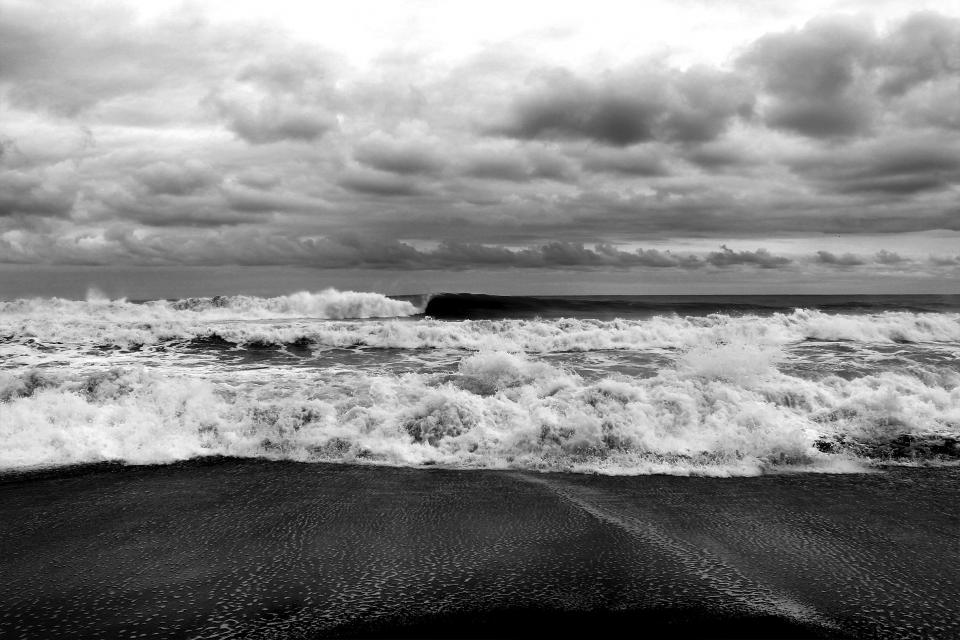 waves shore sea ocean clouds blackandwhite beach 