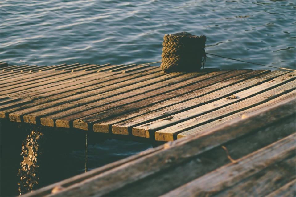 wood water rope dock 