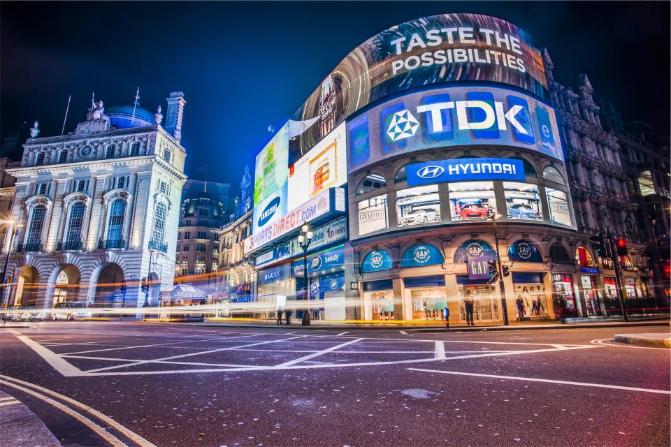 buildings, city, urban, architecture, lights, signs, LED, neon, streets, night, evening, stores, shops