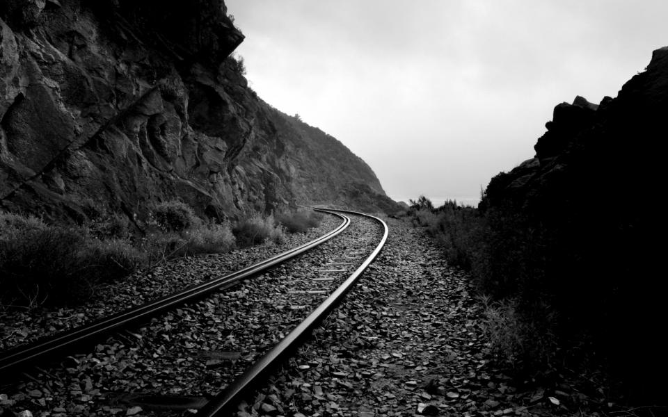 transportation traintracks railway railroad blackandwhite 
