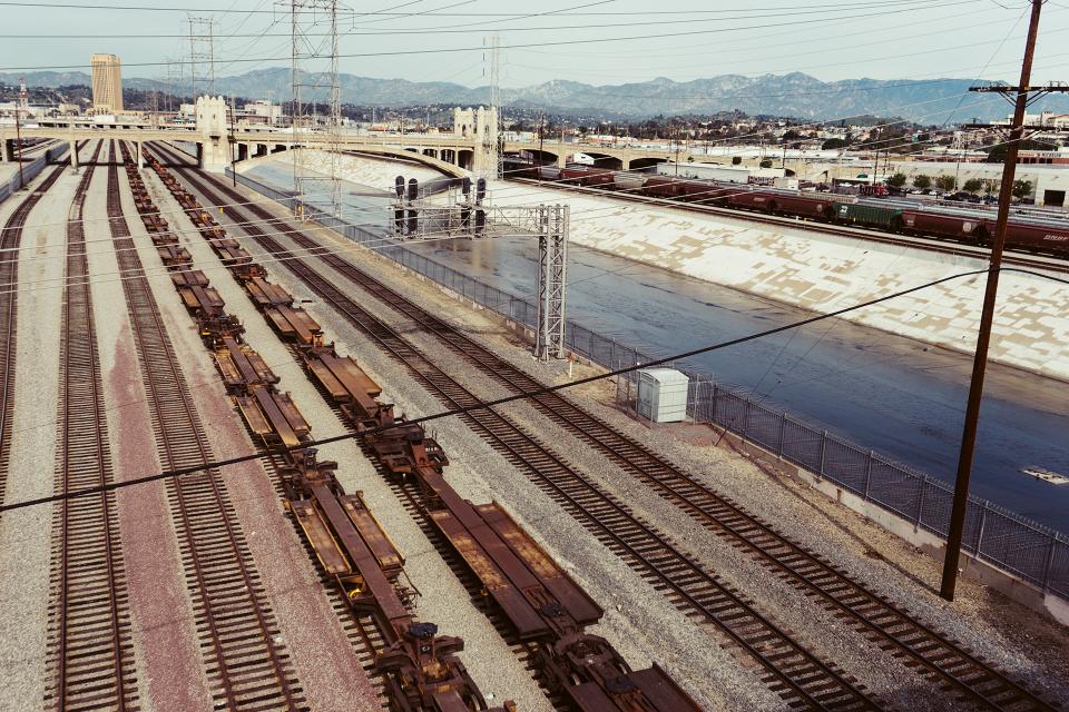urban transportation traintracks railway railroad city 