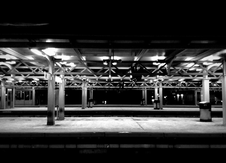 urban transportation night dark busstation blackandwhite 