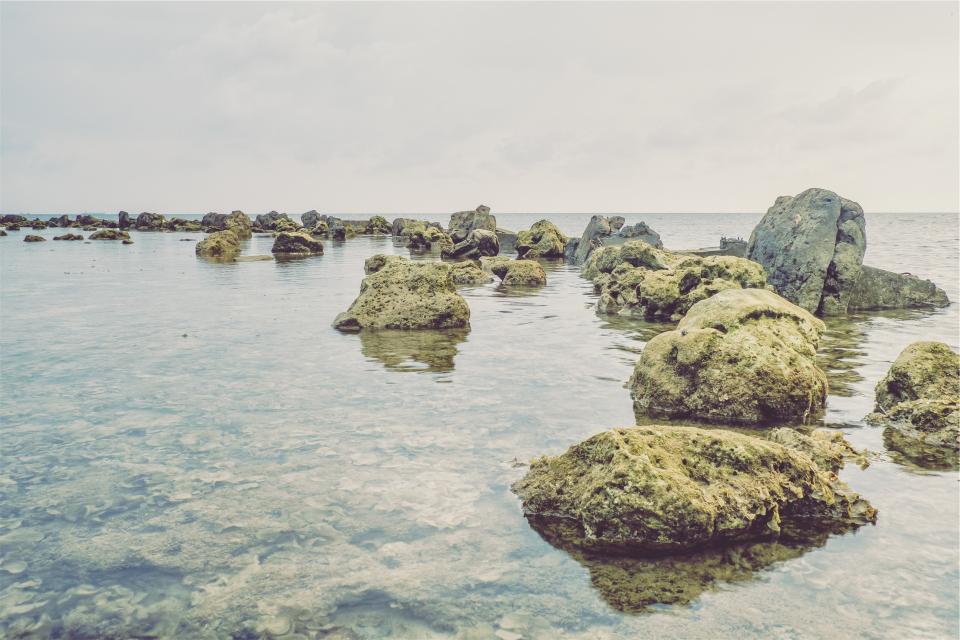 water sea rocks ocean boulders 