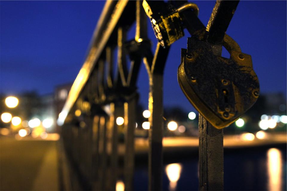 railing night lock evening dark 