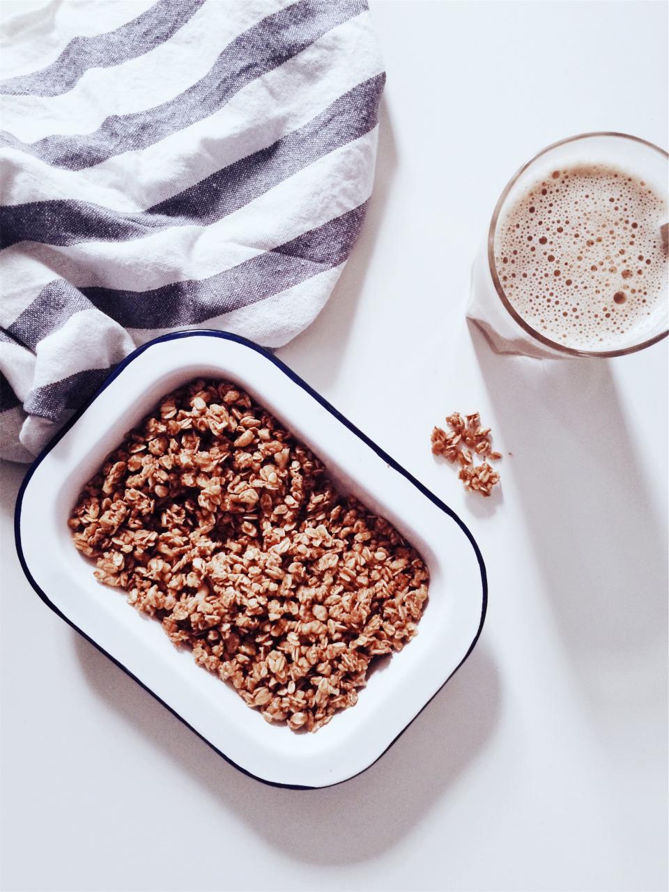 oatmeal milk granola food cereal bubbles breakfast 