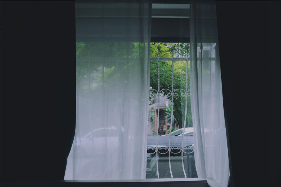 curtains, window, room