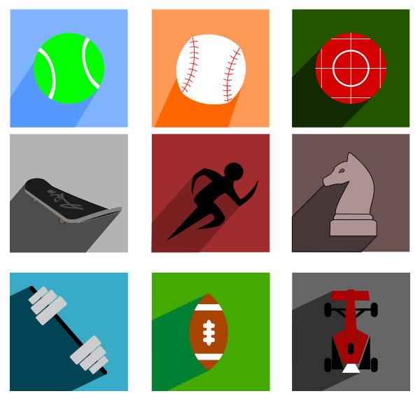 9 Metro Square Sports Theme Icons Vector Set