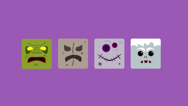 4 Cubeture Goulish Halloween Icons Set