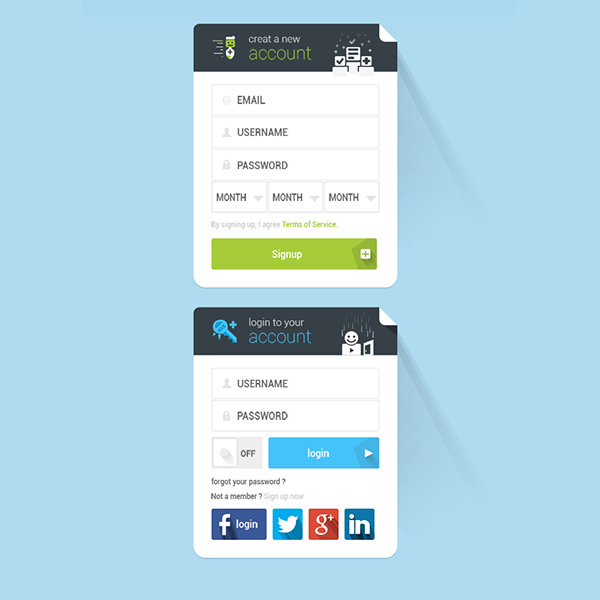 Creative Register Login UI Elements Kit