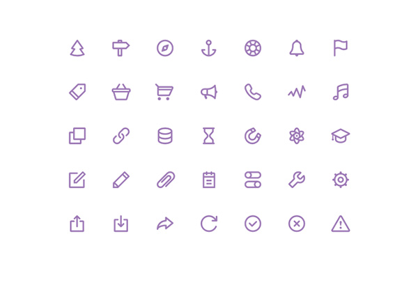 stroke set pack purple outline line icons free flat 