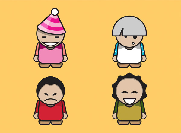 4 Funny People Character Cartoon Icons