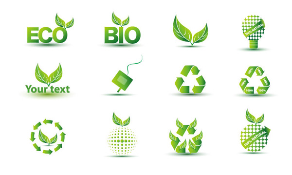 12 Eco Friendly Recycle Green Icons Set
