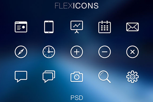 15 Clean Flat Flex Icons Set PSD
