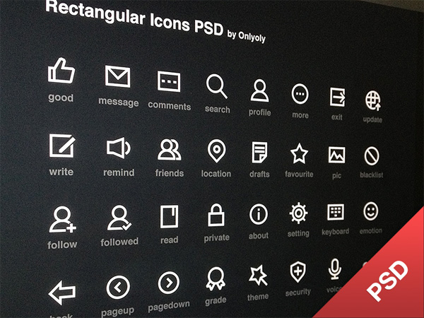 32 Crisp White Outline Icons Pack PSD