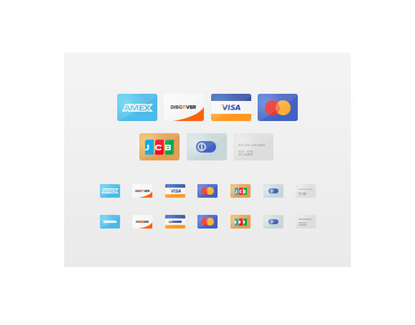 Perfect Flat Credit Card Icons Set PSD