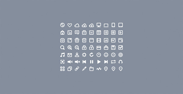 63 Square Style Mini White Icons Pack PSD