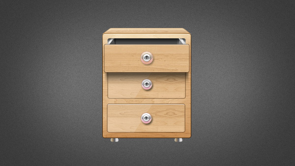 Realistic Wooden Drawers Icon PSD