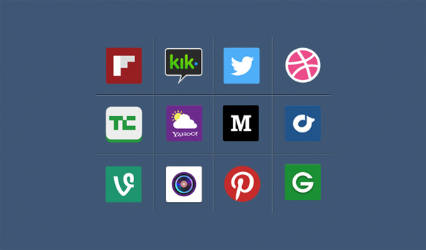 8 Flat Metro Style Social Icons Set PSD