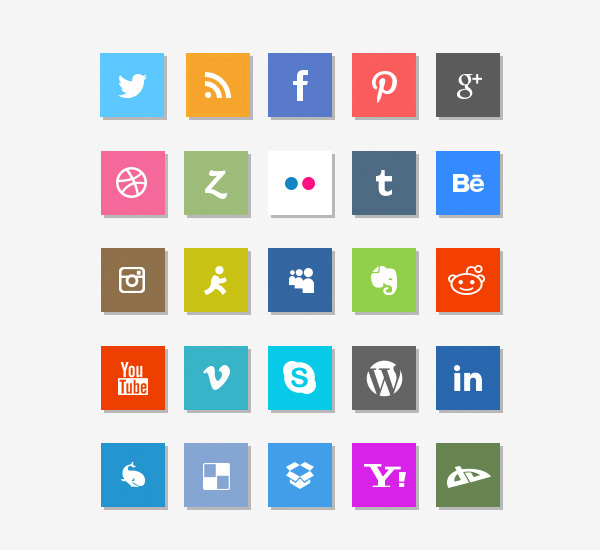 25 Flat Attractive Social Media Icons Set PSD