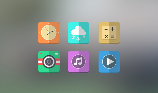 6 Creative Flat Mobile Icons Set PSD