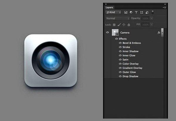 One Layer Camera Lens for Design PSD