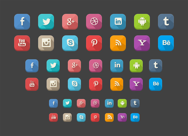 42 Colorful Social Icons Pack PSD