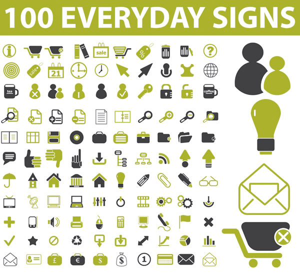 100 Mixed Web Icons Vector Pack