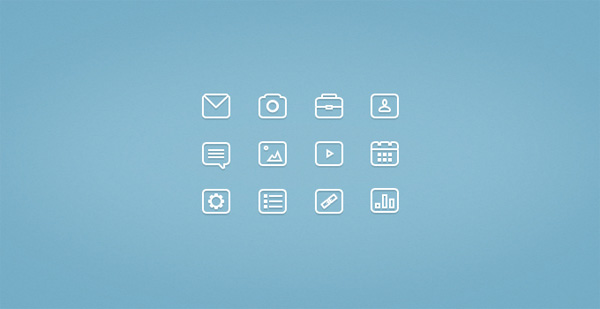 12 Mini Glyph 32px Icons Set PSD