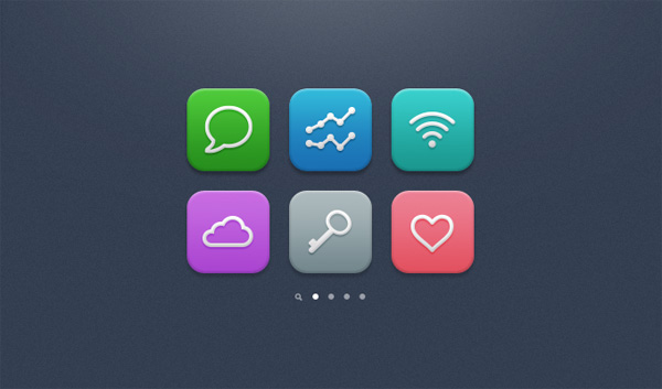 6 Crisp Colorful iOS Icons Set PSD