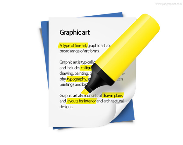 Highlighted Text and Highlighter Pen Icon
