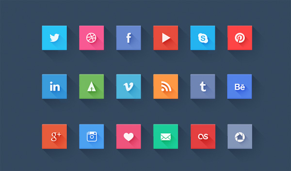 18 Metro Flat Social Icons Set