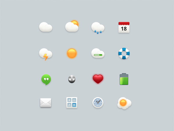 16 Cartoon Style Web & Weather Icons