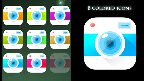 Cartoon Camera App Icon Set