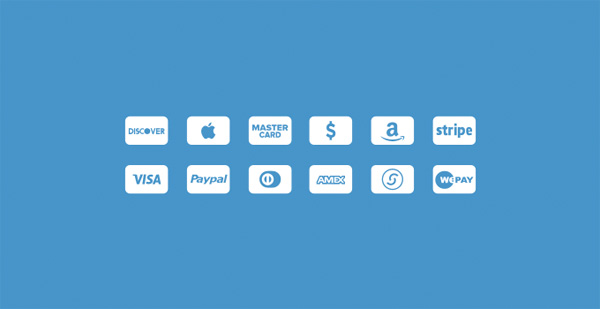 12 Flat Minimal Credit Card Icons Set