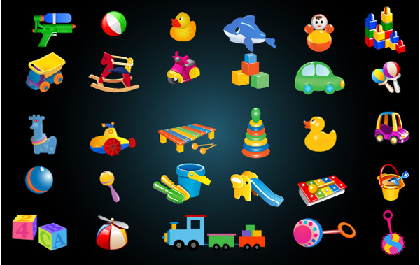 30 Cute Colorful Baby Toys Icon Pack