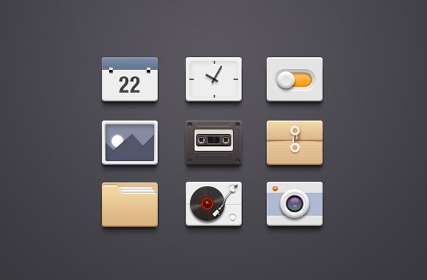 9 Realistic Web UI Icons Set