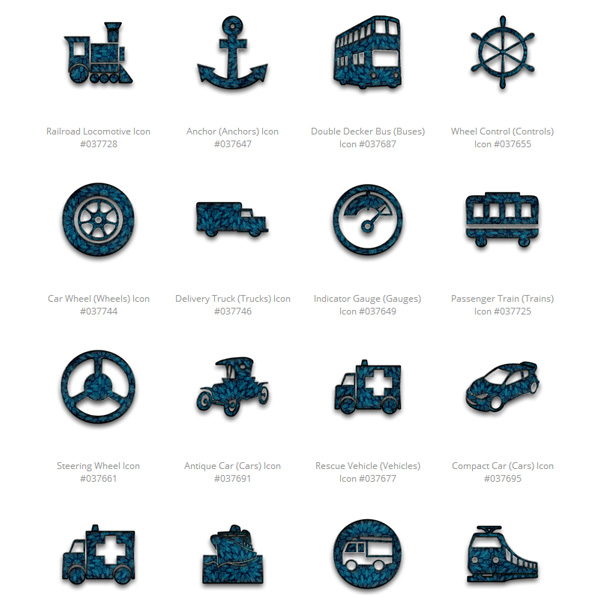 102 Blue Retro Grunge Travel Transport Icons 