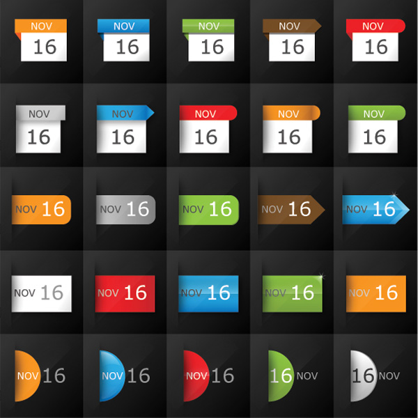 Date Calendar Blog Icons Set
