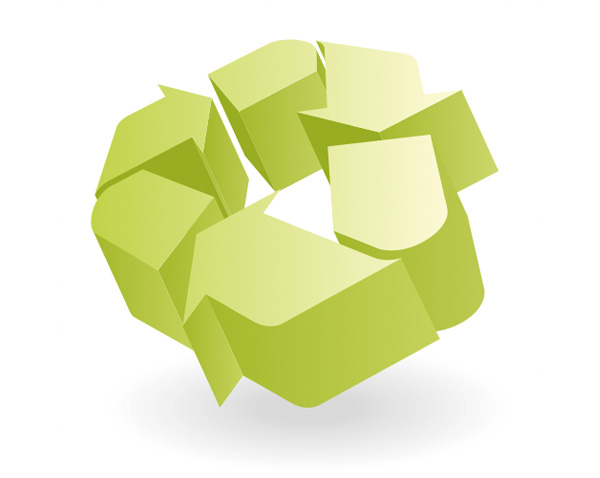 Green 3D Recycle Arrow Vector Icon 