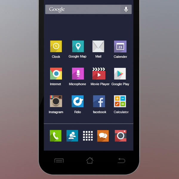 16 Flat Colorful Mobile Icons Set