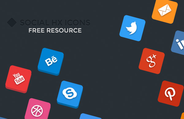 14 Flat and 3D Social Media HX Icons Pack