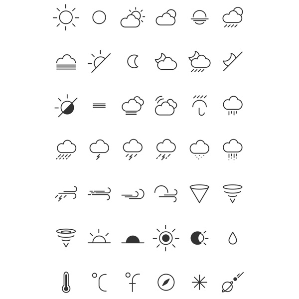 42 Minimal Weather Vector Icons Set